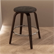 Leather Counter Stool with Poplar Wood Frame and Swivel in Dark Walnut/Brown