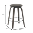 Leather Counter Stool with Poplar Wood Frame and Swivel in Dark Walnut/Brown