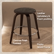 Leather Counter Stool with Poplar Wood Frame and Swivel in Dark Walnut/Brown