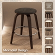 Leather Counter Stool with Poplar Wood Frame and Swivel in Dark Walnut/Brown