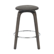 Leather Counter Stool with Poplar Wood Frame and Swivel in Dark Walnut/Brown