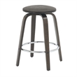 Leather Counter Stool with Poplar Wood Frame and Swivel in Dark Walnut/Brown
