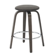 Leather Counter Stool with Poplar Wood Frame and Swivel in Dark Walnut/Brown
