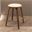 Leather Counter Stool with Poplar Wood Frame and Swivel in Walnut/Cream