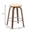 Leather Counter Stool with Poplar Wood Frame and Swivel in Walnut/Cream