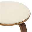 Leather Counter Stool with Poplar Wood Frame and Swivel in Walnut/Cream