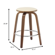 Leather Counter Stool with Poplar Wood Frame and Swivel in Walnut/Light Taupe