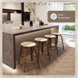 Leather Counter Stool with Poplar Wood Frame and Swivel in Walnut/Light Taupe