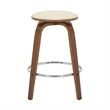Leather Counter Stool with Poplar Wood Frame and Swivel in Walnut/Light Taupe
