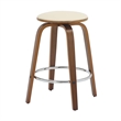 Leather Counter Stool with Poplar Wood Frame and Swivel in Walnut/Light Taupe