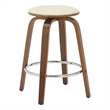 Leather Counter Stool with Poplar Wood Frame and Swivel in Walnut/Light Taupe