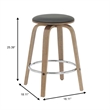 Leather Counter Stool with Poplar Wood Frame and Swivel in Washed Walnut/Black