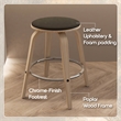 Leather Counter Stool with Poplar Wood Frame and Swivel in Washed Walnut/Black