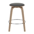 Leather Counter Stool with Poplar Wood Frame and Swivel in Washed Walnut/Black