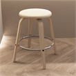 Leather Counter Stool with Poplar Wood Frame and Swivel in Washed Walnut/Taupe