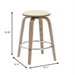 Leather Counter Stool with Poplar Wood Frame and Swivel in Washed Walnut/Taupe