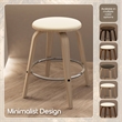 Leather Counter Stool with Poplar Wood Frame and Swivel in Washed Walnut/Taupe