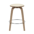 Leather Counter Stool with Poplar Wood Frame and Swivel in Washed Walnut/Taupe