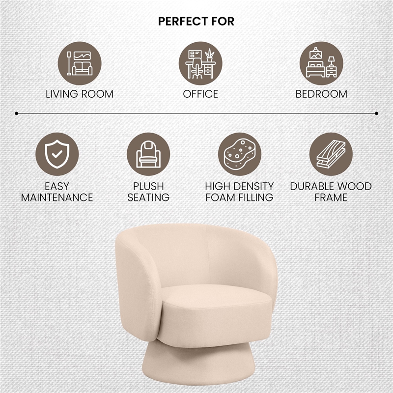 Accent Chair in Fabric Armchair with Removable Base and Swivel in Oatmeal Linen