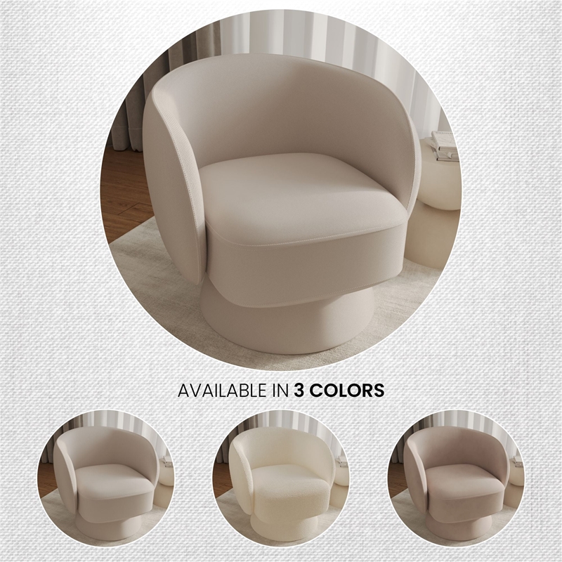 Accent Chair in Fabric Armchair with Removable Base and Swivel in Oatmeal Linen