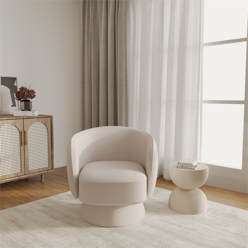 Accent Chair in Fabric Armchair with Removable Base and Swivel in Oatmeal Linen