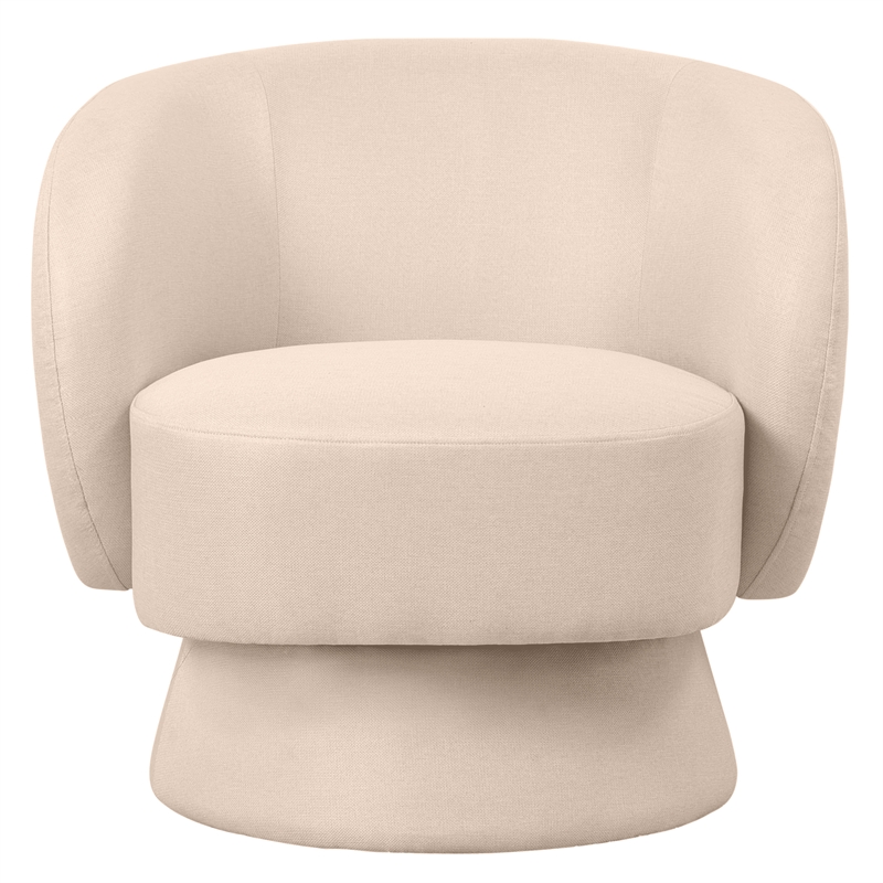 Accent Chair in Fabric Armchair with Removable Base and Swivel in Oatmeal Linen