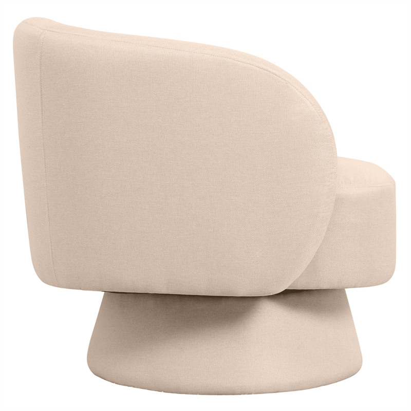 Accent Chair in Fabric Armchair with Removable Base and Swivel in Oatmeal Linen