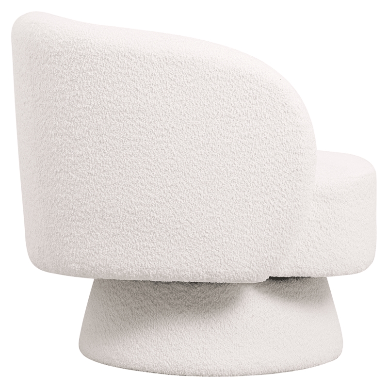 Accent Chair in Fabric Armchair with Removable Base and Swivel in White Boucle