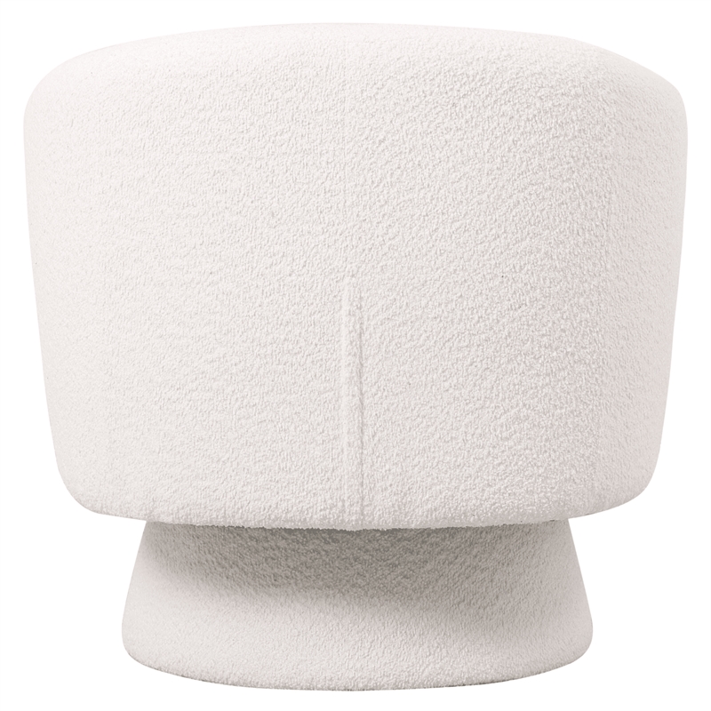 Accent Chair in Fabric Armchair with Removable Base and Swivel in White Boucle