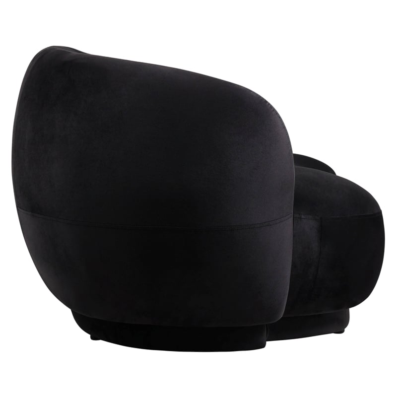3-Seater Sofa Upholstered in Velvet With Foam-Filled Padded Seat in Black