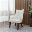 Velvet Dining Chair Diamond-Tufted Side Chair in Rubberwood in Beige