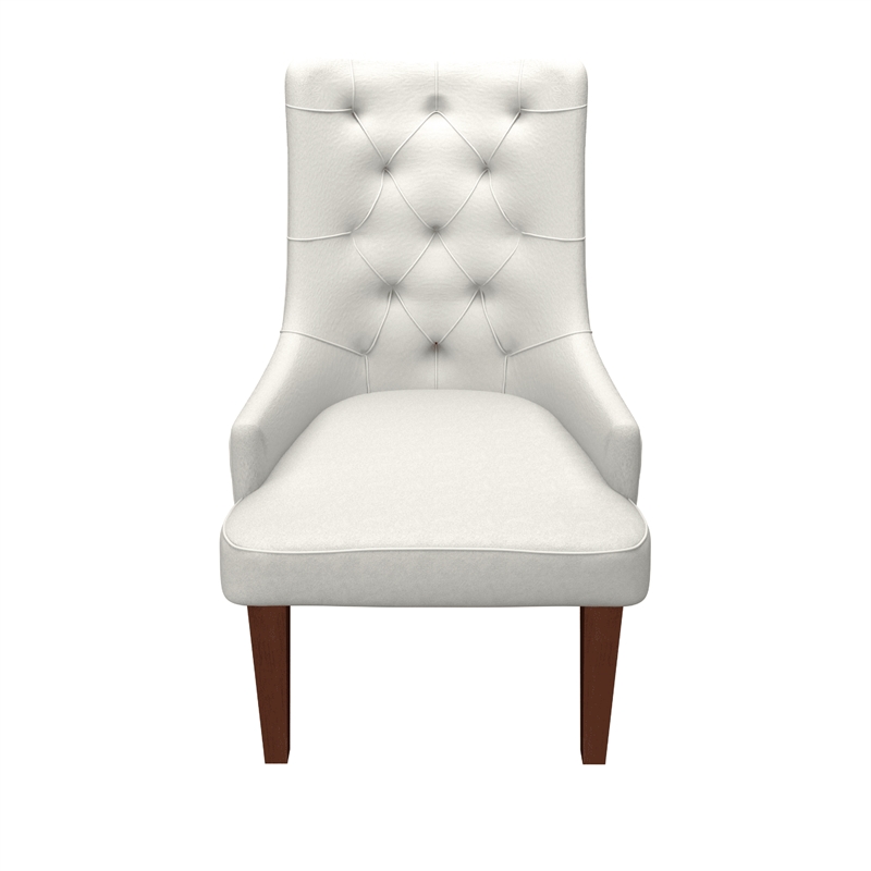 Velvet Dining Chair Diamond-Tufted Side Chair in Rubberwood in Beige