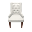 Velvet Dining Chair Diamond-Tufted Side Chair in Rubberwood in Beige