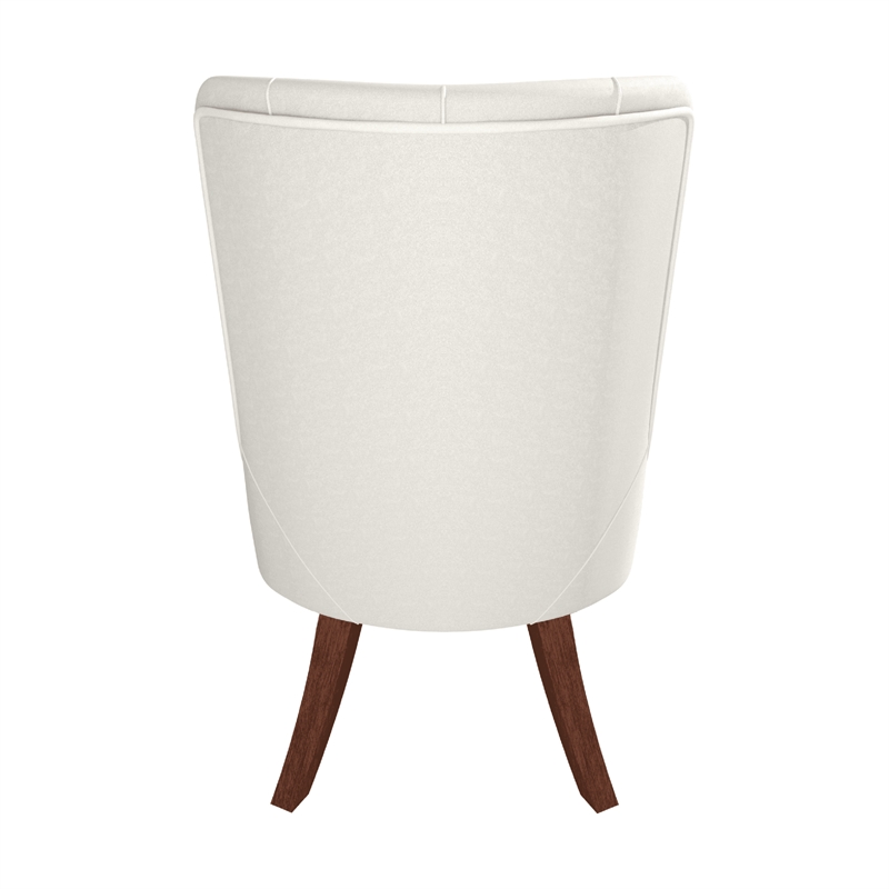 Velvet Dining Chair Diamond-Tufted Side Chair in Rubberwood in Beige