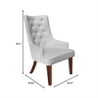 Leather Dining Chair Diamond-Tufted Side Chair in Rubberwood in Light Gray