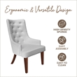 Leather Dining Chair Diamond-Tufted Side Chair in Rubberwood in Light Gray