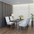 Leather Dining Chair Diamond-Tufted Side Chair in Rubberwood in Light Gray