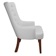 Leather Dining Chair Diamond-Tufted Side Chair in Rubberwood in Light Gray
