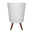 Leather Dining Chair Diamond-Tufted Side Chair in Rubberwood in Light Gray