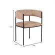 Dining Chair in Velvet with Open-Back and Powder Coated Iron Legs in Light Brown