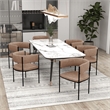 Dining Chair in Velvet with Open-Back and Powder Coated Iron Legs in Light Brown