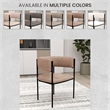 Dining Chair in Velvet with Open-Back and Powder Coated Iron Legs in Light Brown