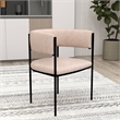 LeisureMod Open-Back Leather Dining Chair w/Powder Coated Iron Legs in Taupe