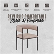 LeisureMod Open-Back Leather Dining Chair w/Powder Coated Iron Legs in Taupe