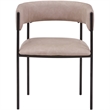 LeisureMod Open-Back Leather Dining Chair w/Powder Coated Iron Legs in Taupe