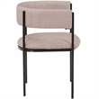 LeisureMod Open-Back Leather Dining Chair w/Powder Coated Iron Legs in Taupe