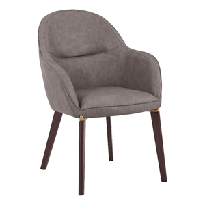 Elias Dining Chair Upholstered in Leather and Powder Coated Legs in Dark Gray