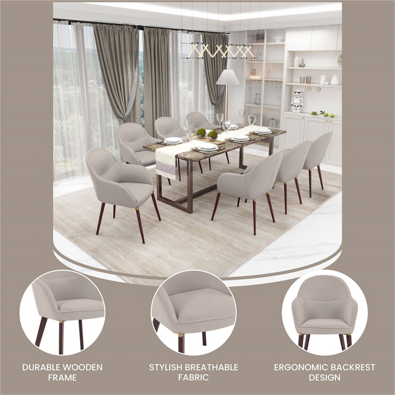 Elias Dining Chair Upholstered in Velvet and Powder Coated Legs in Light Gray