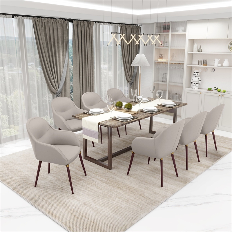 Elias Dining Chair Upholstered in Velvet and Powder Coated Legs in Light Gray