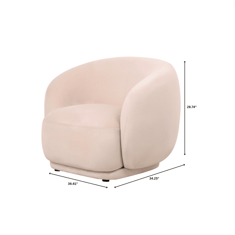 Accent Chair Upholstered in Velvet Single-Seater Sofa Armchair in Beige
